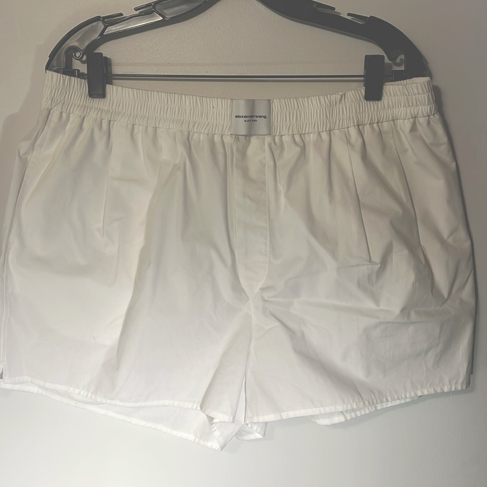 ALEXANDER WANG Logo-Patch White Classic Boxer Shorts Sz XL